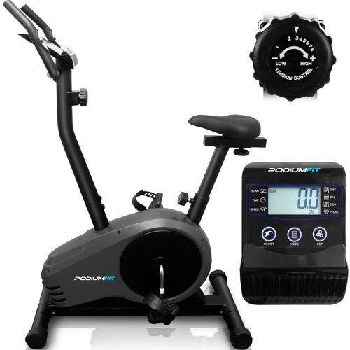 Bicicleta Ergométrica PodiumFit V300 - Magnética - 8cargas - Max150Kg - Silenciosa