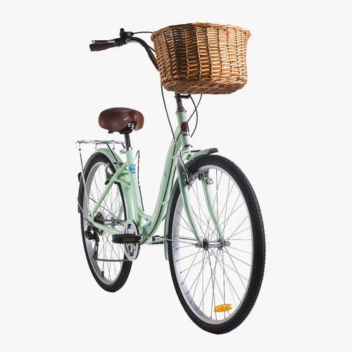 Bicicleta Feminina Mobele Hit 7v Verde com Cestinha