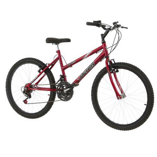 Bicicleta Feminina Vermelha Aro 24 18 Marchas Pro Tork Ultra