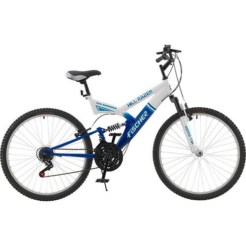Bicicleta Fischer Hill Razer Full Suspension Aro 26 21 Marchas - Branca e Azul