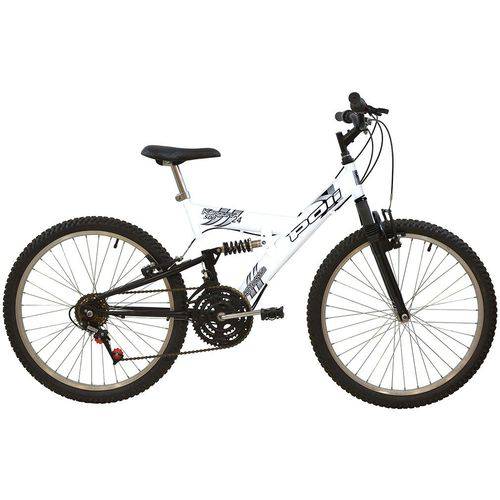 Bicicleta Full Suspension Kanguru Aro 24 V- Brake 18 Marchas Branca Polimet