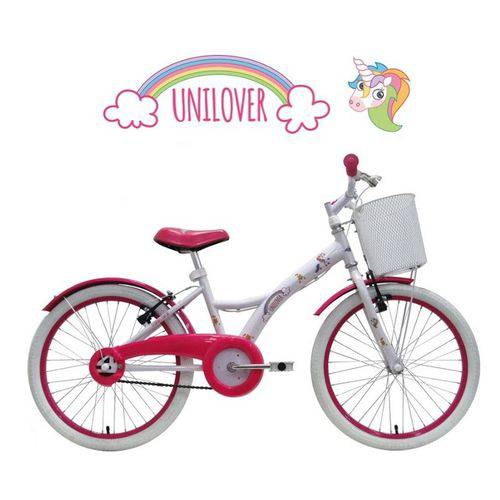 Bicicleta Infantil 7-10 Anos Tito Unilover Unicórnios Aro 20 com Cestinha