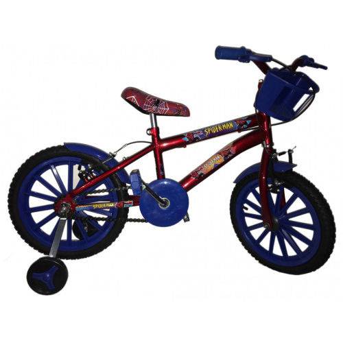 Bicicleta Infantil Aro 16 +cesta + Adesivos Homem Aranha