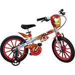 Bicicleta Infantil Bandeirante Homem de Ferro Vingadores Aro 16" - Prata/Vermelha