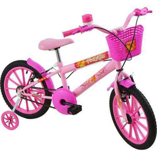 Bicicleta Infantil Feminina Polikids Aro 16 Rosa