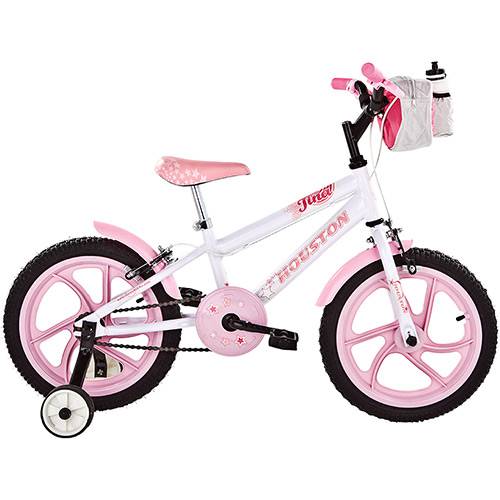 Bicicleta Infantil Houston Tina Feminina Aro 16 Branca/Rosa