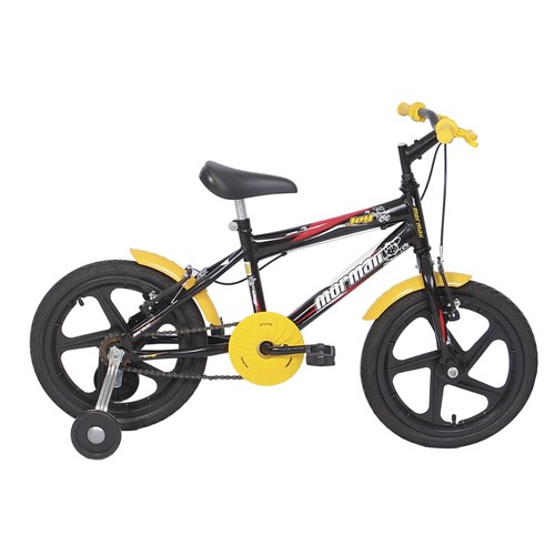 Bicicleta Infantil Joy Mormaii Aro 16 Preta e Amarela