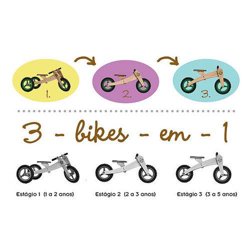 Bicicleta Infantil Sem Pedal 3x1 Rosa - WoodBike