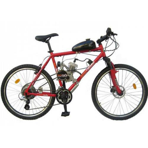 Bicicleta Motorizada 48cc 2 Tempos - Quadro de Alumínio - Vermelha