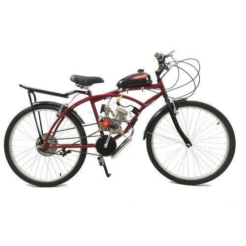 Bicicleta Motorizada Caiçara 80cc Original Motor Moskito Aro 26 Vermelha