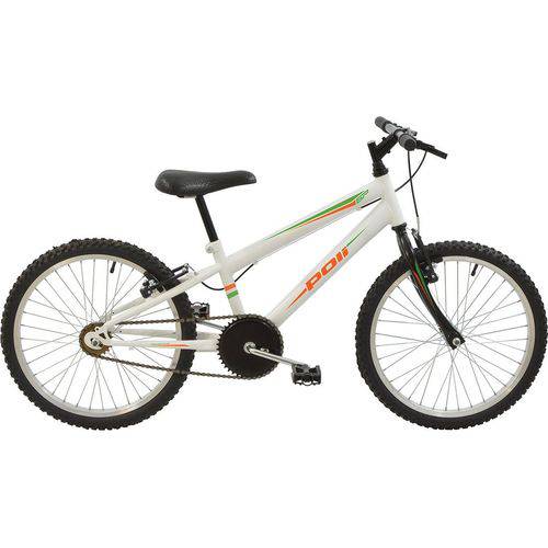 Bicicleta Mtb Aro 20 Masculina Monomarcha V-brake Aço Carbono Branca Polimet