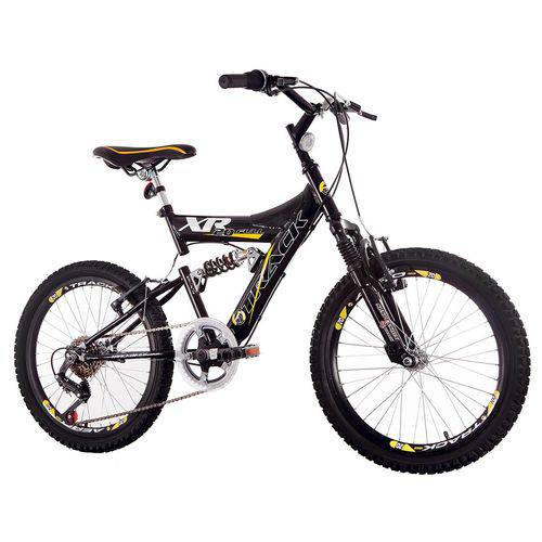 Bicicleta Track & Bikes Xr20, Aro 20, 6 Velocidades, Dupla Suspenção, Preto/amarelo