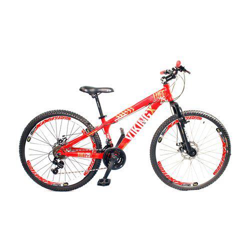 Bicicleta Vikingx Tuff X25 Vermelha com Freio a Disco com Aros Vmaxx