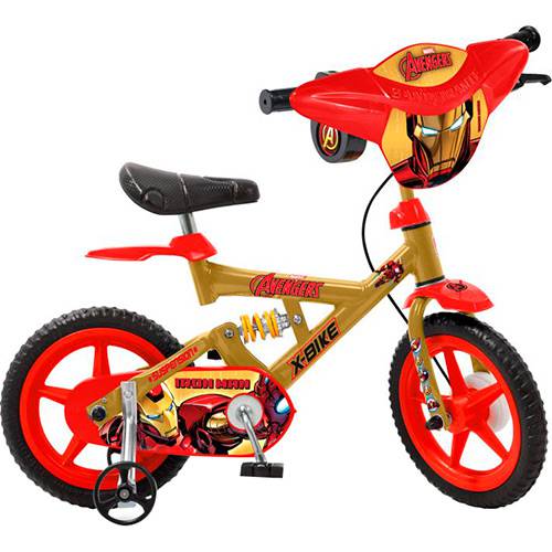 Bicicleta X-Bike Brinquedos Bandeirante Avengers Iron Man Aro 12" Dourado/Vermelho