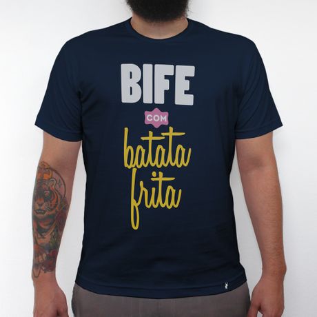 Bife com Batata Frita - Camiseta Clássica Masculina