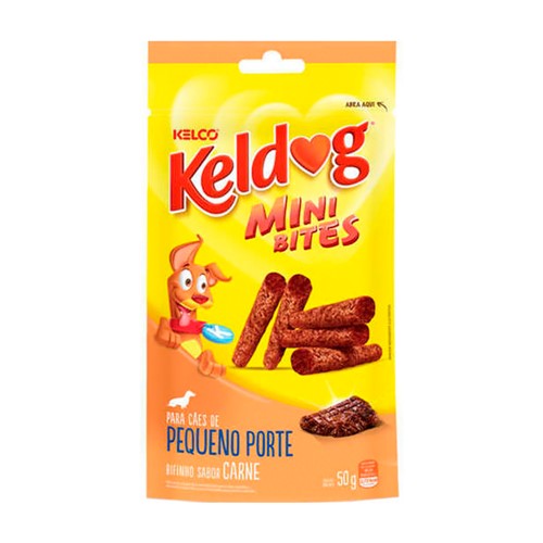 Bifinho Keldog Mini Bites para Cães de Pequeno Porte Sabor Carne 50g