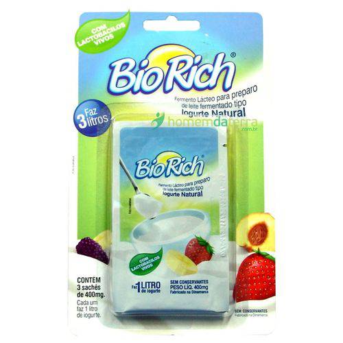 Bio Rich (fermento Lácteo) - 3 Sachês de 400mg (faz 3 Litros de Iogurte)