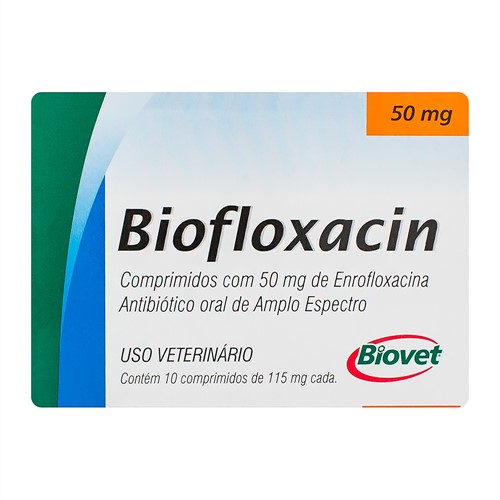 Biofloxacin 50mg Uso Veterinário com 10 Comprimidos