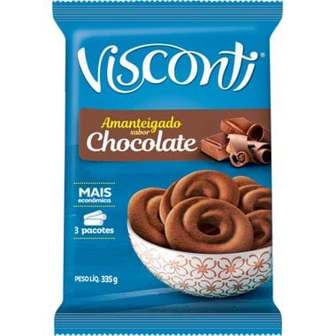 Biscoito Amanteigado Sabor Chocolate Visconti 335g