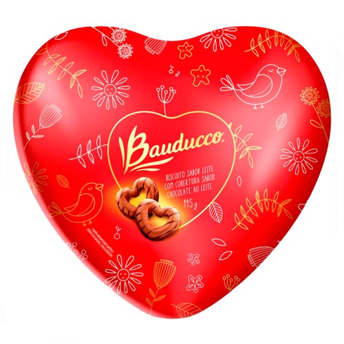 Biscoito Bauducco Sabor Leite com Cobertura de Chocolate ao Leite Coração com 115g