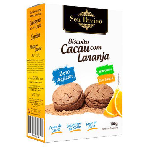 Biscoito Cacau com Laranja Zero Açúcar Sem Glúten e Leite