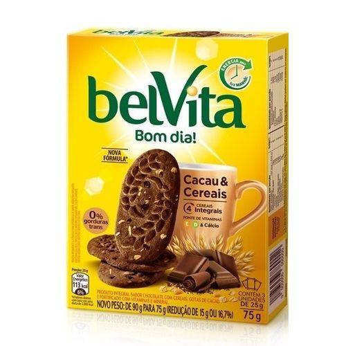 Biscoito Cacau e Cereais - (contém 3 Unidades de 25g) 75g - Belvita