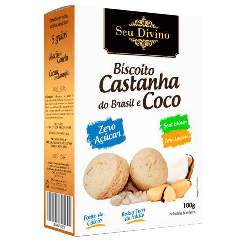 Biscoito Castanha do Brasil e Coco Zero Açúcar Sem Glúten