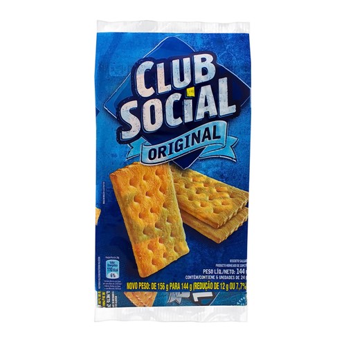 Biscoito Club Social Original com 6 Unidades de 24g Cada