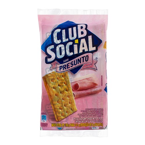 Biscoito Club Social Sabor Presunto com 6 Unidades de 23,5g Cada