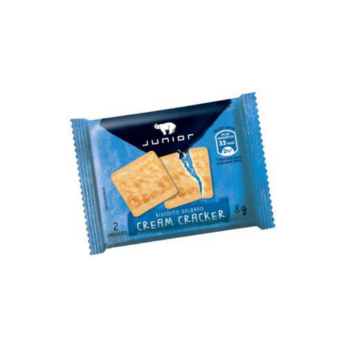 Biscoito Cream Cracker Junior Sachê 8g Caixa 180 Unidades
