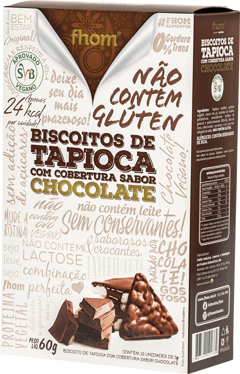 Biscoito de Tapioca C/ Chocolate 60g - Fhom