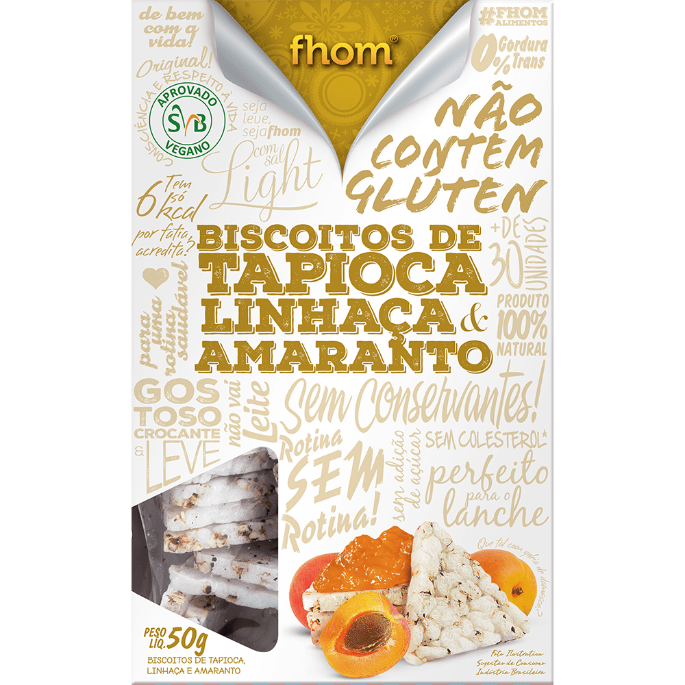 Biscoito de Tapioca C/ Linhaca e Amaranto 50g - Fhom