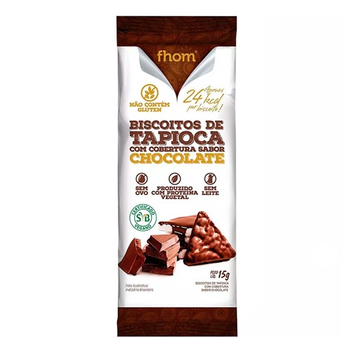 Biscoito de Tapioca com Cobertura Sabor Chocolate Fhom 15g