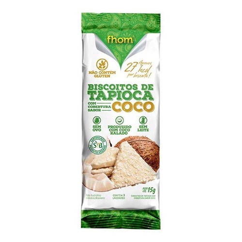 Biscoito de Tapioca com Cobertura Sabor Coco Fhom 15g