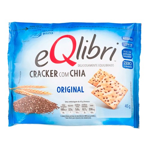 Biscoito EQlibri Cracker com Chia Sabor Original 45g