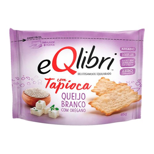 Biscoito EQlibri Tapioca Sabor Queijo Branco com Orégano 45g