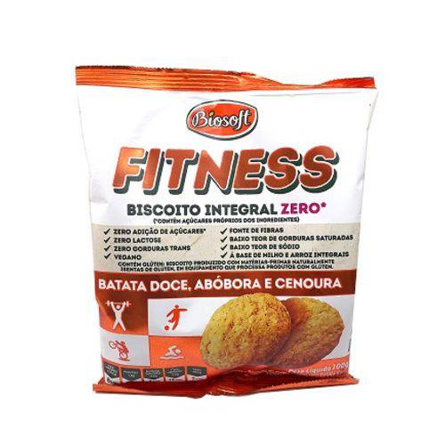 Biscoito Fitness Sabor Abóbora e Cenoura Biosoft 100g