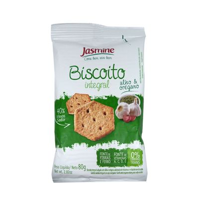 Biscoito Integral Alho e Orégano 80g - Jasmine