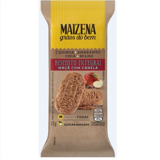Biscoito Integral Maizena Maçã com Canela 25g