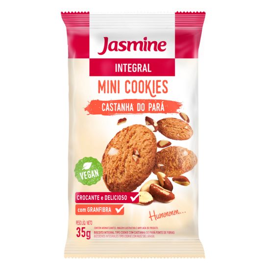 Biscoito Jasmine Integral Mini Cookies Castanha do Pará 35g
