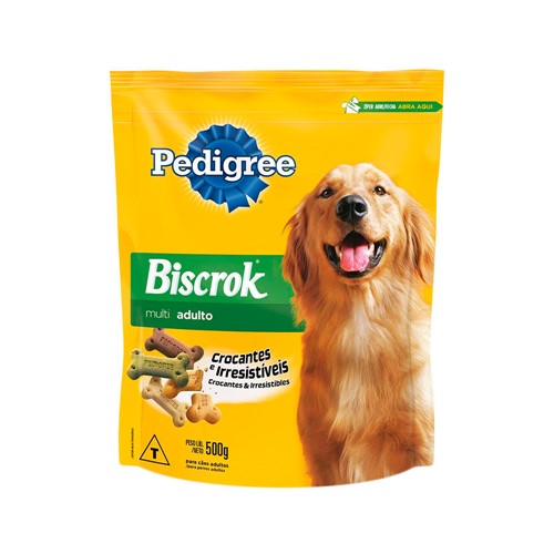 Biscoito para Cão Pedigree Biscrok Multi Leite, Espinafre, Cenoura e Fígado para Cães Pequenos e Médios Pacote com 500g
