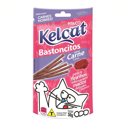 Biscoito para Gatos Kelcat Bastoncitos Sabor Carne 40g