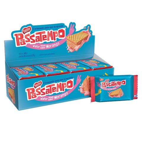 Biscoito Passatempo Wafer Morango 20g C/28 - Nestlé