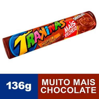 Biscoito Recheado Sabor Chocolate Mais Trakinas Nabisco 136g