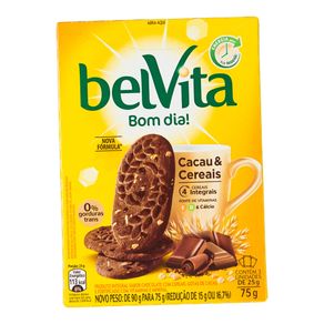 Biscoito Sabor Cacau e Cereais Belvita 25g com 3 Unidades