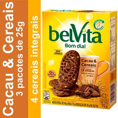 Biscoito Sabor Cacau e Cereais Belvita 75g