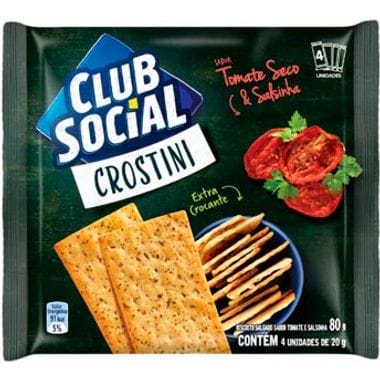 Biscoito Salgado Crostini Sabor Tomate Seco e Salsinha Club Social 80g