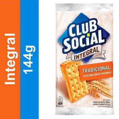 Biscoito Salgado Integral Club Social 144g