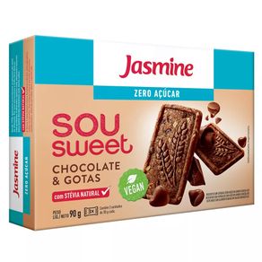 Biscoito Sou Sweet Zero Açúcar Sabor Chocolate e Gotas Jasmine 90g