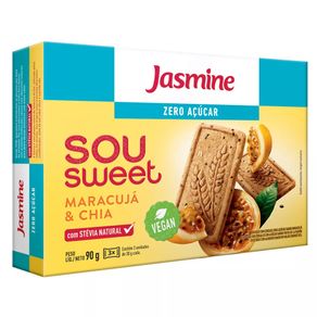 Biscoito Sou Sweet Zero Açúcar Sabor Maracujá e Chia Jasmine 90g